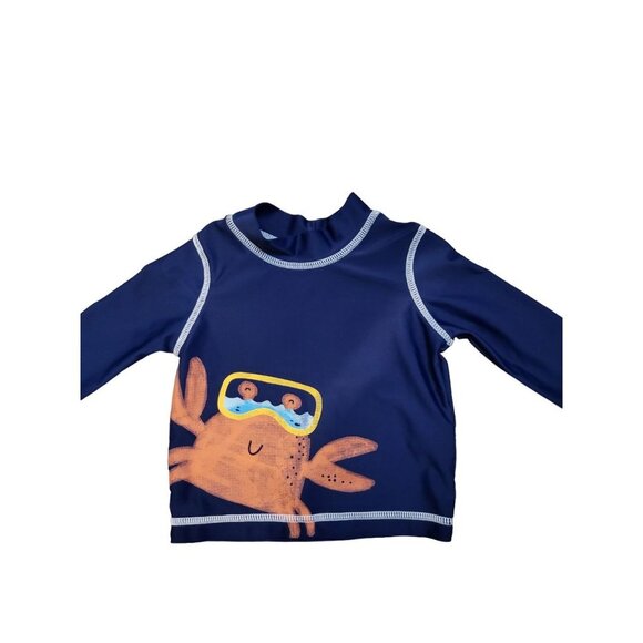 Baby Gap Carters Lot of 2 Infants Long Sleeve Rash Guards, 3 mths, Neon, Crab - Picture 2 of 7